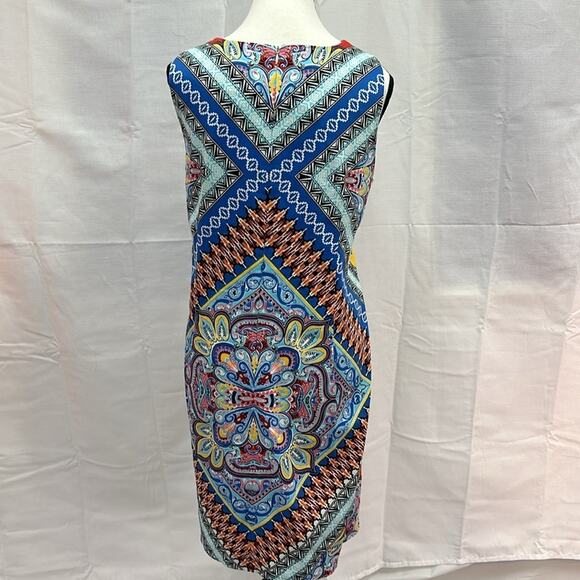 Maggy L Tank Dress Size 18 Vibrant Color Pattern 35" Length 22" Bust - Picture 4 of 8